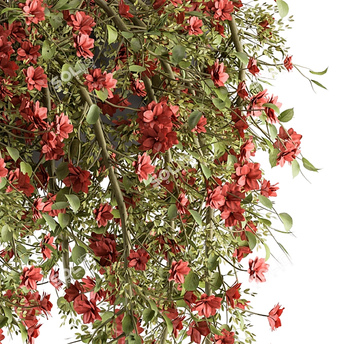 Cascade Blooms Hanging Plant Set 3D model image 4