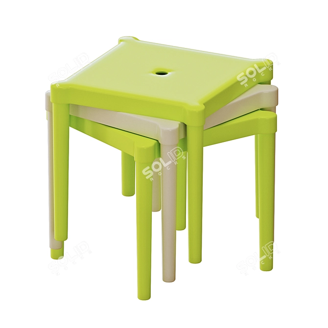 IKEA Kids Table and Chairs Set2 3D model image 2