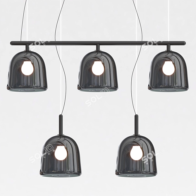 Sleek Black Pendant Lamp 3D model image 1