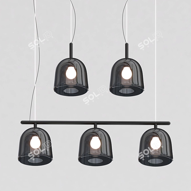 Sleek Black Pendant Lamp 3D model image 2