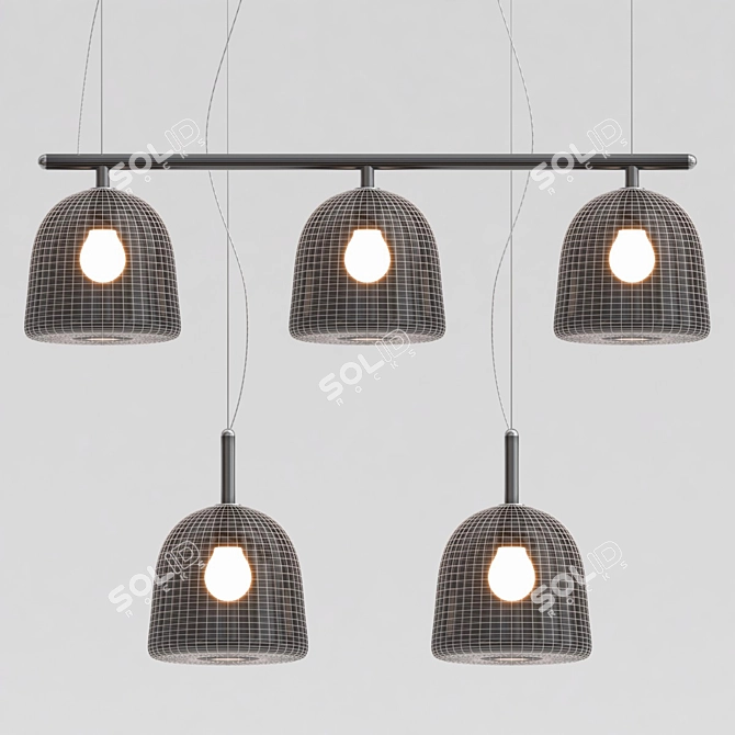 Sleek Black Pendant Lamp 3D model image 3