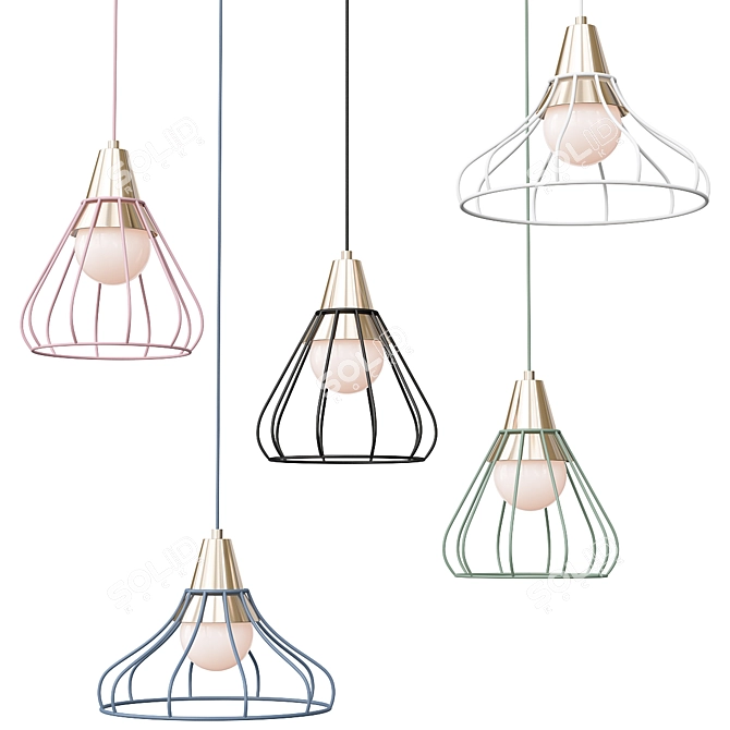 Sleek Grid4 Pendant Lighting 3D model image 1