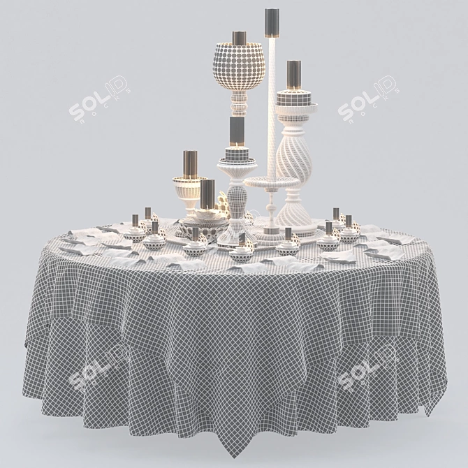 Elegant Candlestick Set 3D model image 4