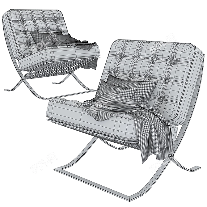 Modern Barcelona Chair replica 3D model image 3