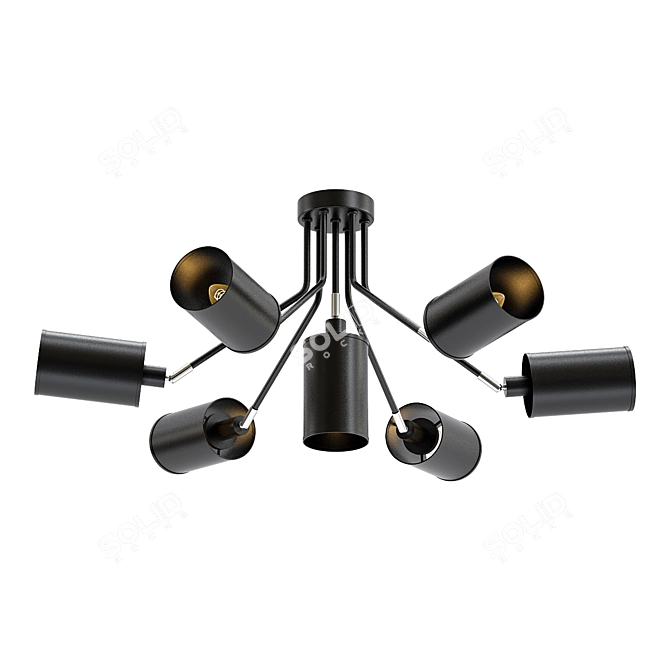 Loft Style Black Chandelier 3D model image 1