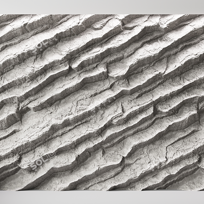 Seamless PBR Rock Cliff Wall 3D model image 1