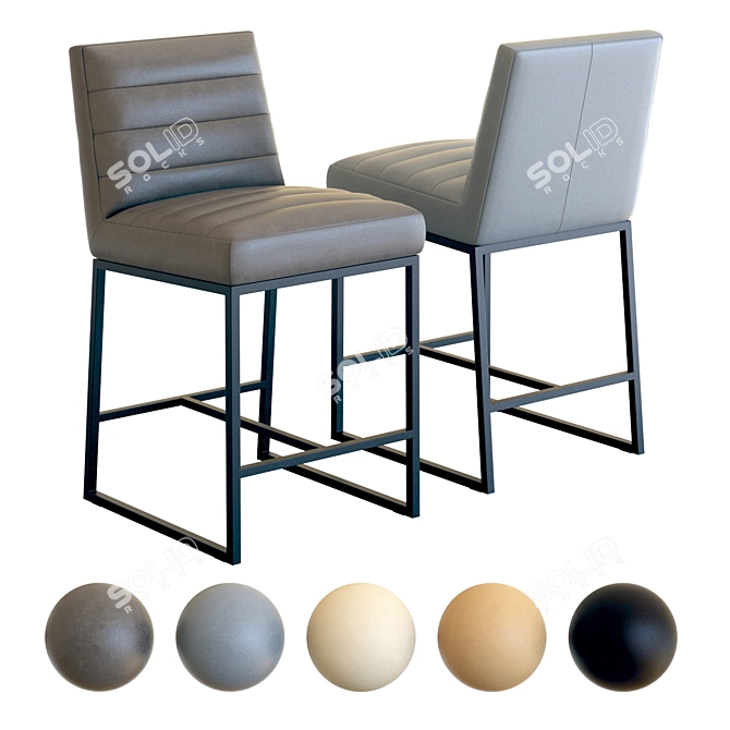 Sleek Leather Counter Stool: Crate & Barrel Channel 3D model image 2