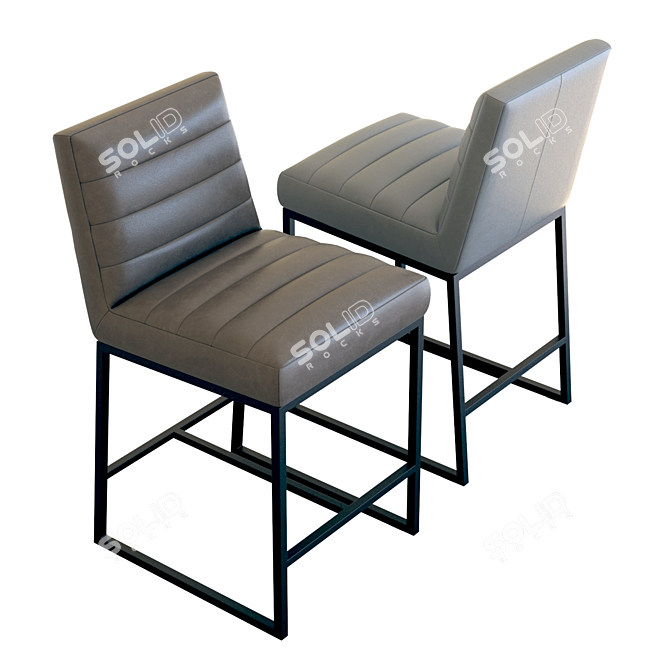 Sleek Leather Counter Stool: Crate & Barrel Channel 3D model image 4