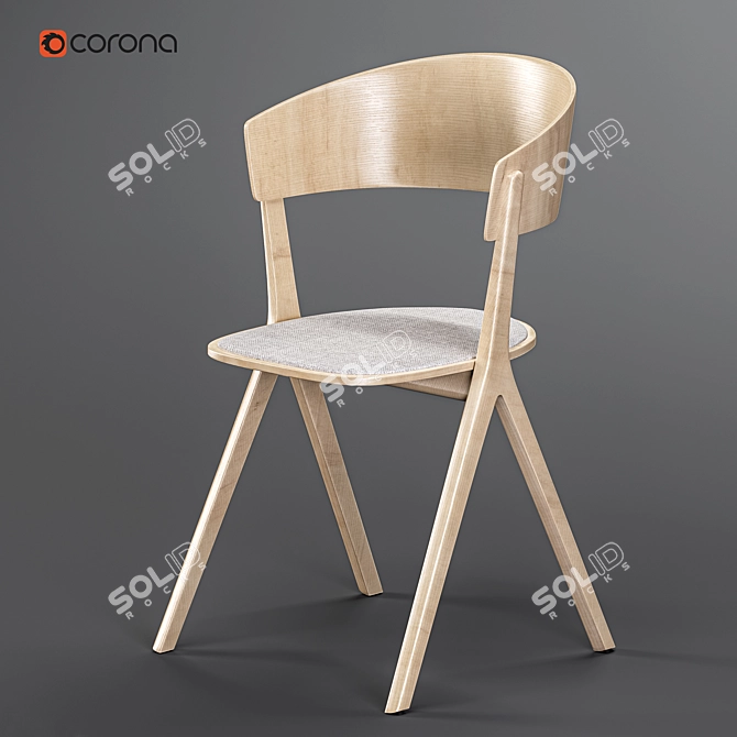 Sleek Circus Wood Chair 3D model image 1