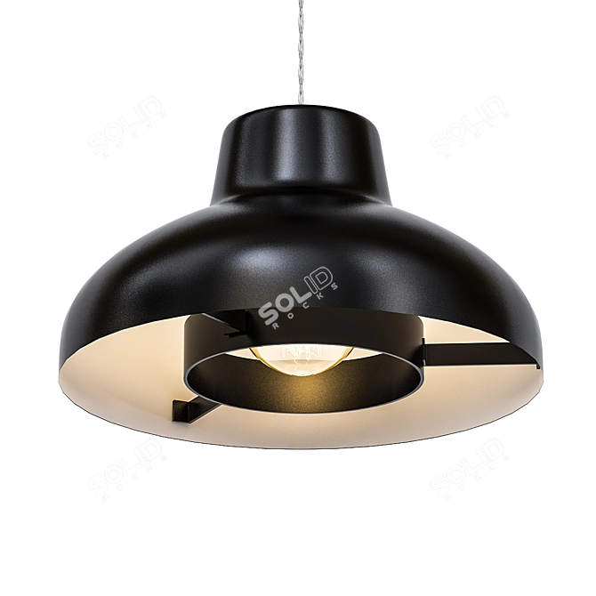 Elegant Black Pendant Light 3D model image 1