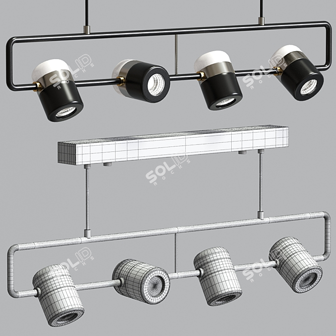 Sleek Linear Pendant Lights 3D model image 3