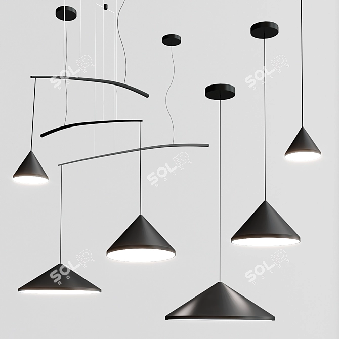 Sleek Carbon North Pendant Lamps 3D model image 1
