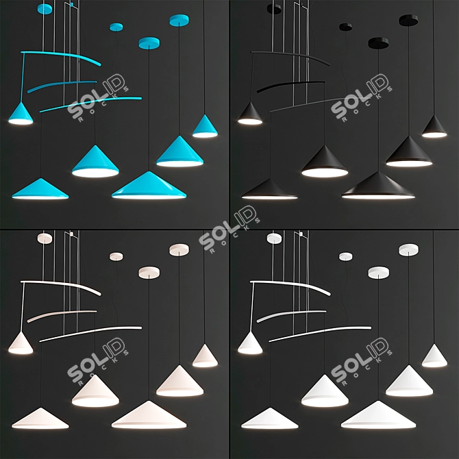 Sleek Carbon North Pendant Lamps 3D model image 2