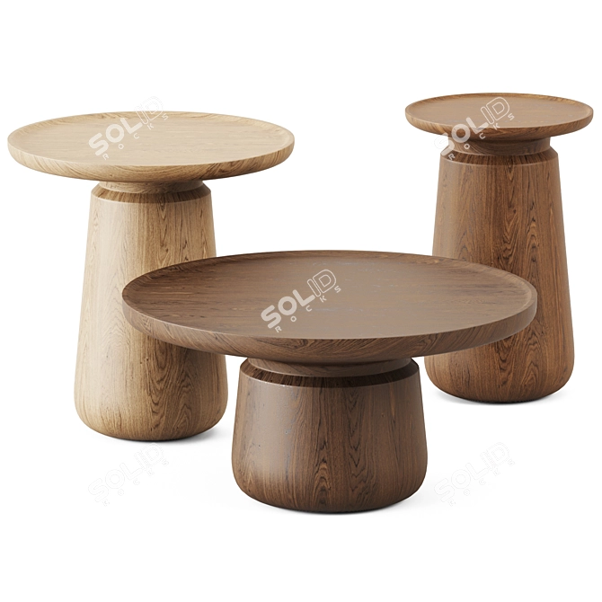 Stylish Wooden Altana Coffee Tables 3D model image 1