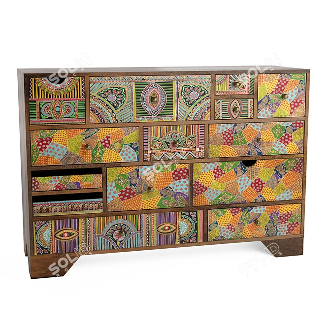 Paradise Oak Sideboard: Stylish Storage Solution 3D model image 2