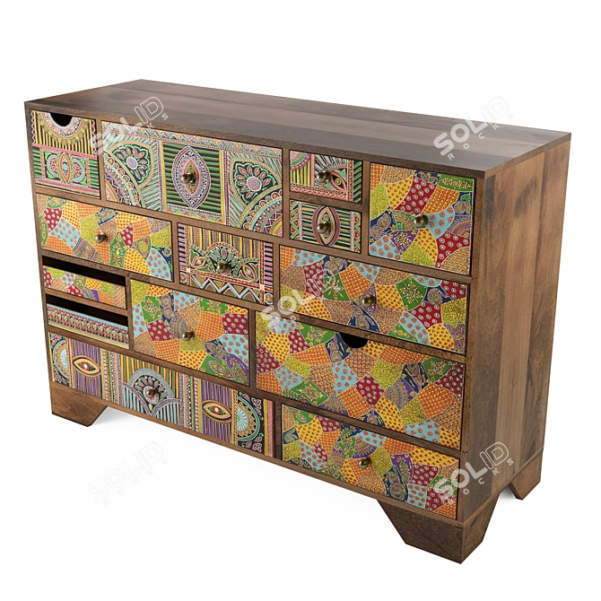 Paradise Oak Sideboard: Stylish Storage Solution 3D model image 7