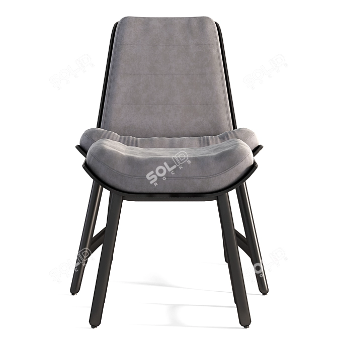 Vintage Weathered Oak Chair: Dark Grey Elegance 3D model image 2