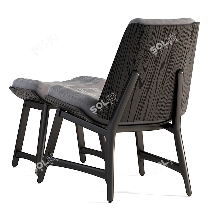 Vintage Weathered Oak Chair: Dark Grey Elegance 3D model image 4