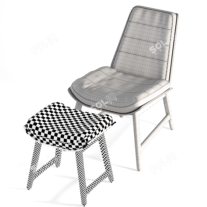 Vintage Weathered Oak Chair: Dark Grey Elegance 3D model image 5