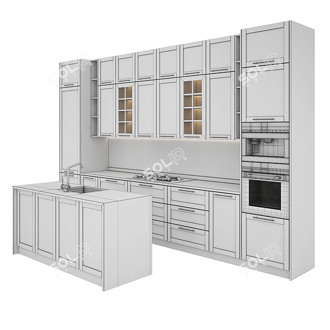 Modern Kitchen Set: Gas Hob, Oven, Coffee Machine, Sink, Hood 3D model image 6