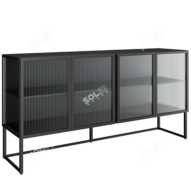 Modern Metal and Glass Trixie Console 3D model image 1