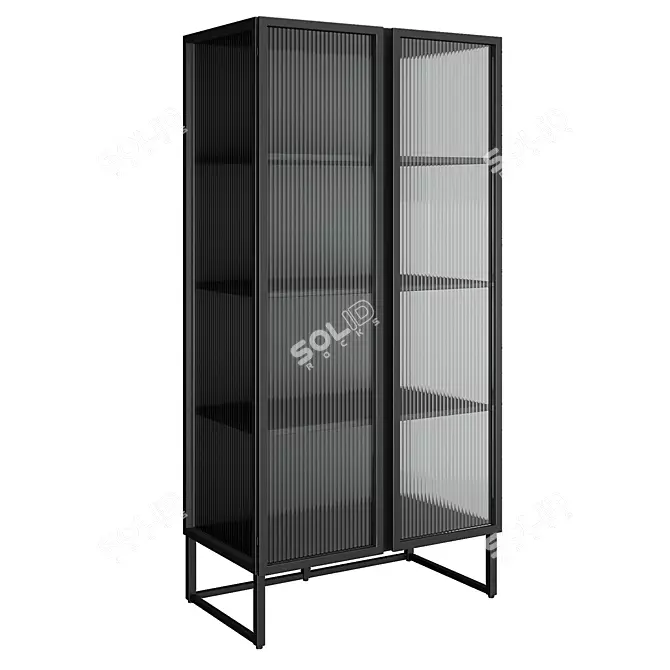 Sleek Metal & Glass Trixie Cabinet 3D model image 1