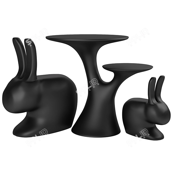 Qeeboo Rabbit Tree: Modern Table and Chair Set 3D model image 1