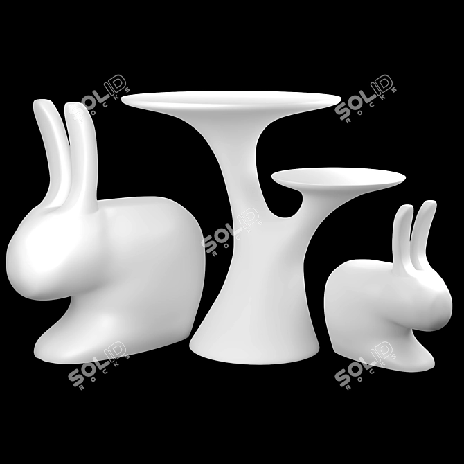 Qeeboo Rabbit Tree: Modern Table and Chair Set 3D model image 2