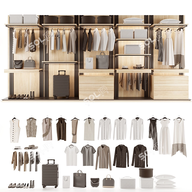 Urban Loft Wardrobe 3D model image 1