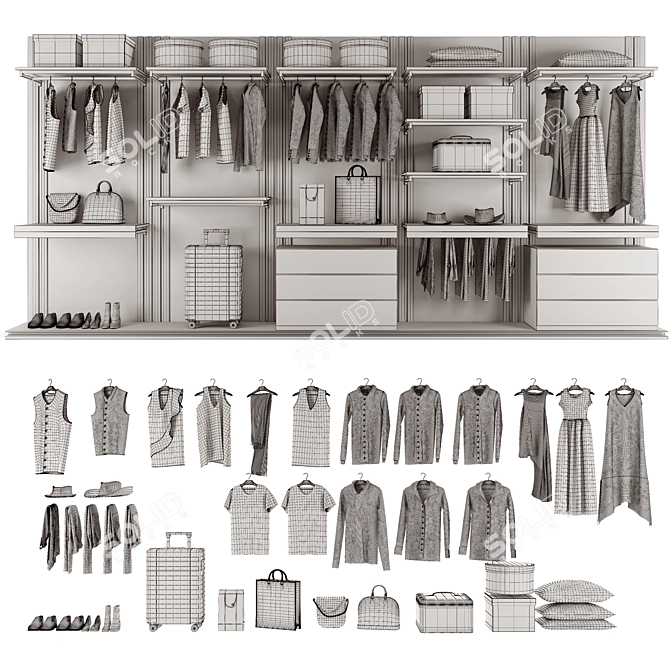 Urban Loft Wardrobe 3D model image 4