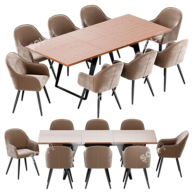 Modern Frida Dining Set: Chair & Table 3D model image 2