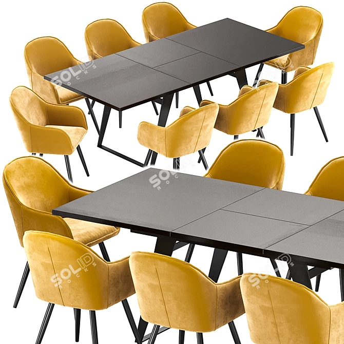 Modern Frida Dining Set: Chair & Table 3D model image 3