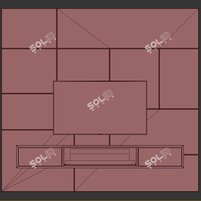 Modern TV Wall Unit 3D model image 4