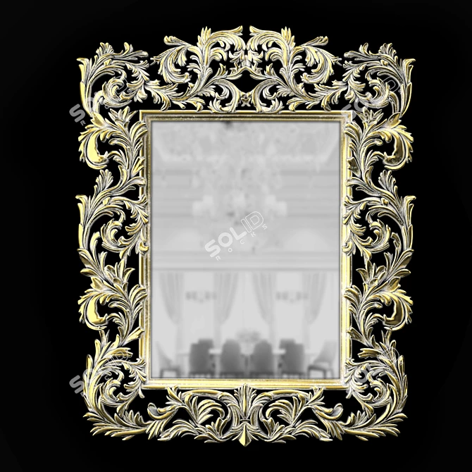 Elegant Vintage Framed Mirror 3D model image 1