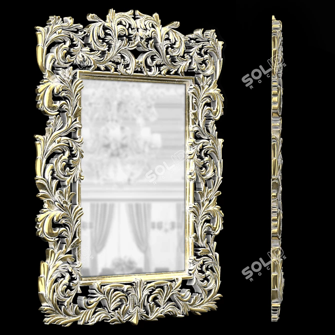 Elegant Vintage Framed Mirror 3D model image 2