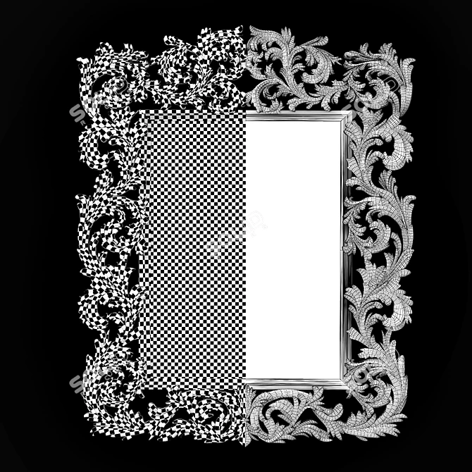 Elegant Vintage Framed Mirror 3D model image 3