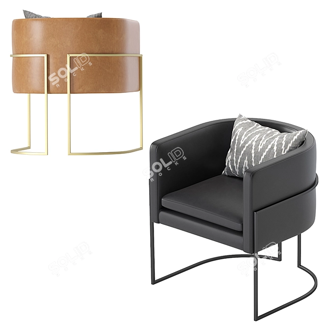 Luxurious Leather Armchair with Julius Design 3D model image 2