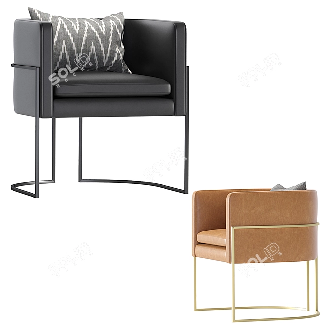 Luxurious Leather Armchair with Julius Design 3D model image 4