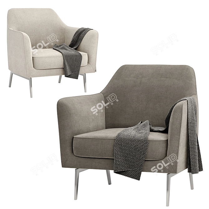 Sophisticated LUCE Armchair: Sleek Design & Remarkable Comfort 3D model image 3