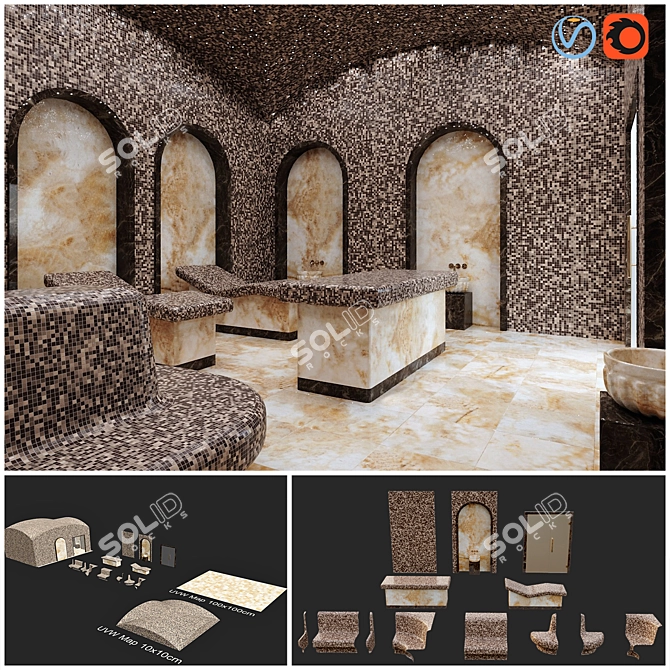 Luxury Hamam Spa Set 3D model image 1