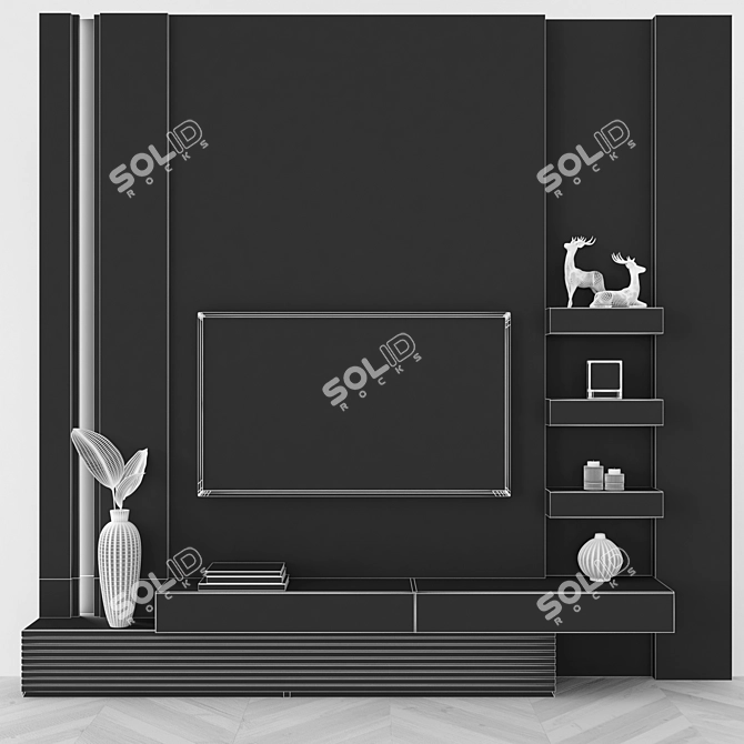 Sleek TV Wall Set with 55" Screen 3D model image 4