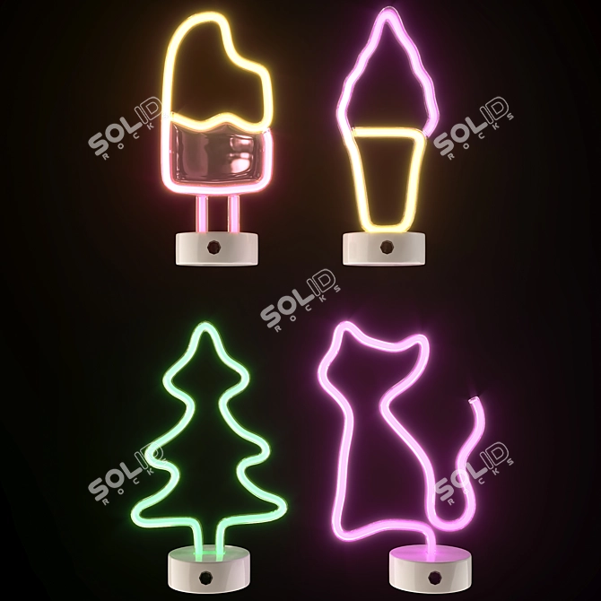 Neon Ice Lolly Table Light 3D model image 5