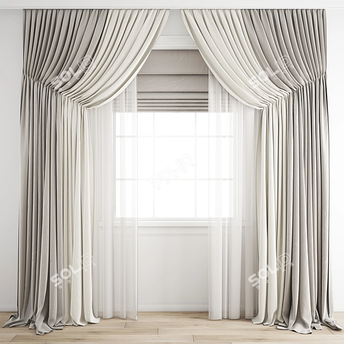 Elegant Polygonal Curtain 3D model image 1