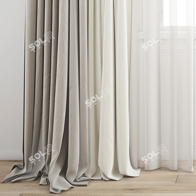 Elegant Polygonal Curtain 3D model image 2