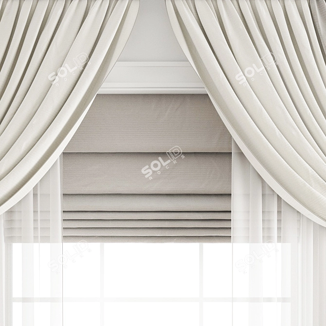 Elegant Polygonal Curtain 3D model image 4