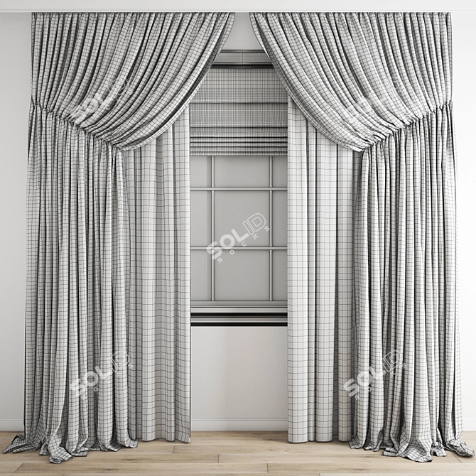 Elegant Polygonal Curtain 3D model image 5