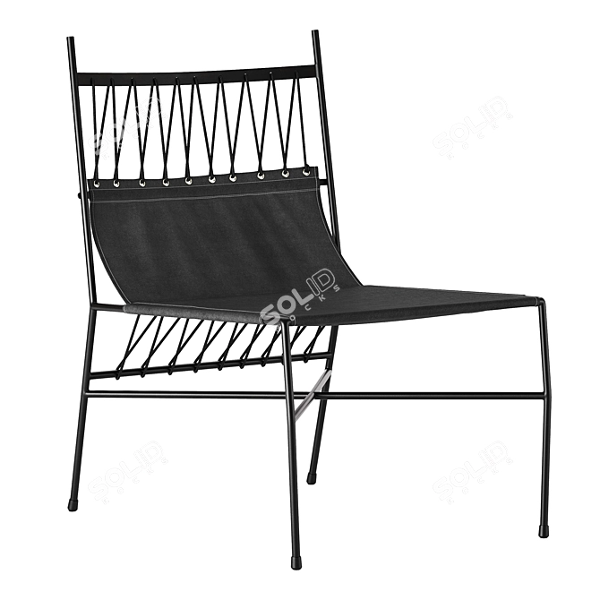 Modern Black Canvas Lounge Chair: CB2 Paul McCobb Pavilion 3D model image 1