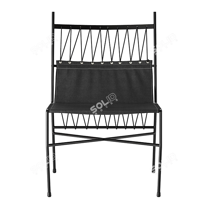 Modern Black Canvas Lounge Chair: CB2 Paul McCobb Pavilion 3D model image 2
