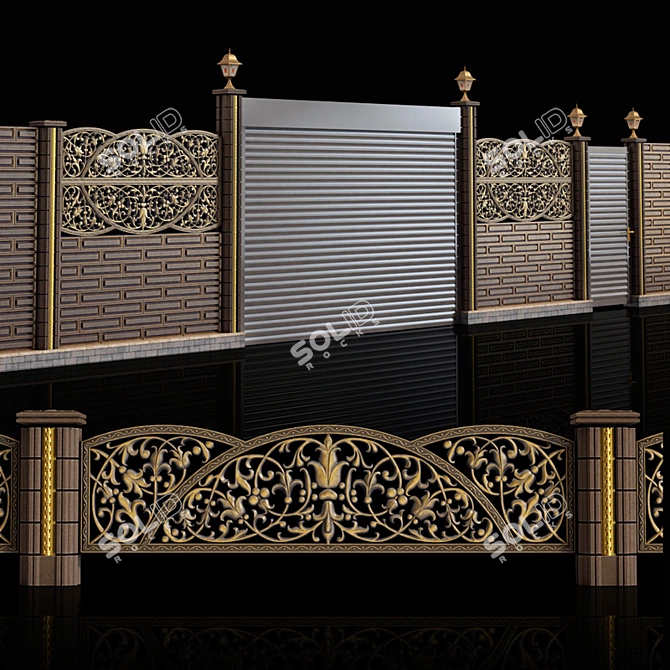 Elegant Concrete Fence 3D model image 1