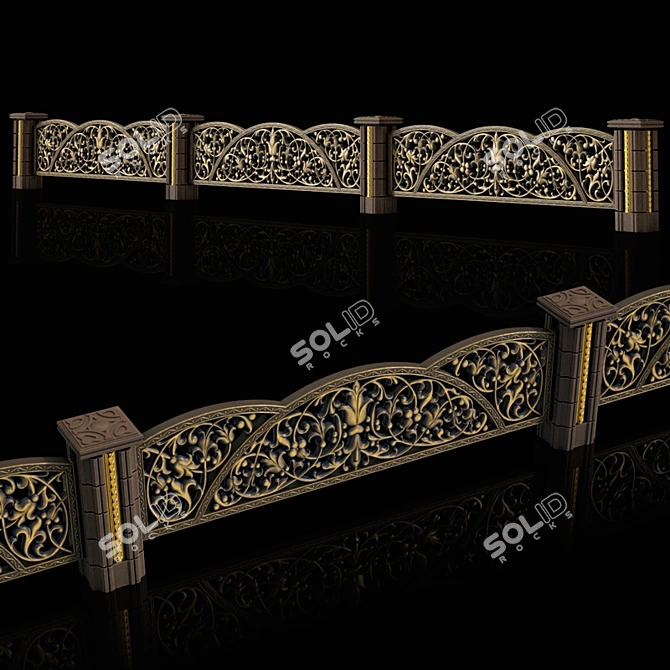 Elegant Concrete Fence 3D model image 2